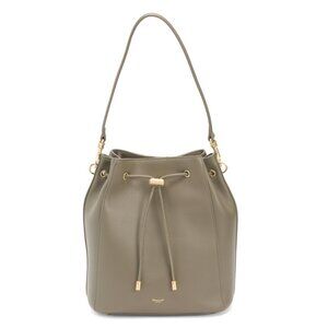 MONCRIEF LONDON Khaki Leather Draw Top Bag
